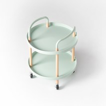 747 원형 2단 선반 DIY 이동식 트롤리, 민트그린