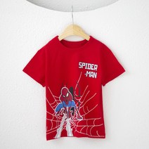 마블 아동용 스파이더맨 캐릭터 반팔 면 티셔츠