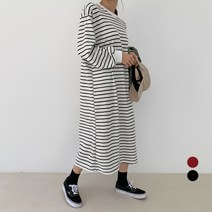 바블링브룩 여성용 스트라이프 루즈핏 롱 원피스