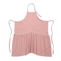 리넨 원피스 롱 에이프런 앞치마, 핑크, 1개