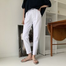 시크블랙 여성용 히파이 속밴딩 핀턱 배기핏 팬츠 PT9533K23