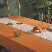 마켓에이 벨벳 하이엔드 심플 식탁보, 오렌지, 130 x 200 cm