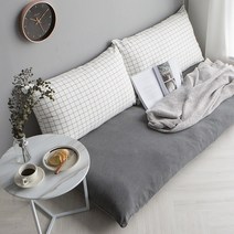 주호데코 워싱 체크 대방석 커버 + 등쿠션 커버 2p 세트, 화이트