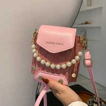 베카 사각 이조 가죽 진주 체인 미니 크로스백 PRD11411