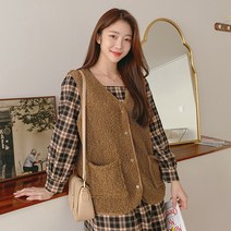 로미스토리 여성용 여유 핏 덤블 베스트 점퍼