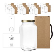 사각유자 꿀병 850g + 러그캡 골드 + 병스티커 심플 잡화꿀 L + 봉인스티커 + 박스 세트, 12세트