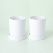 모리앤 순수 원형화분 + 받침 세트 1314 2개, 화이트