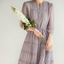 루나걸 제이나 셔링 쉬폰 롱 원피스