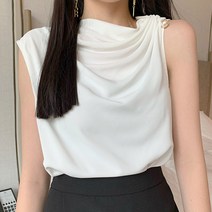 비비에모 진주셔링 드레이프 민소매 블라우스 00136