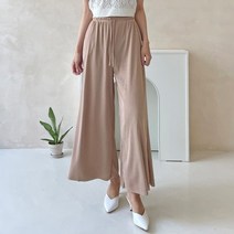 잘빠진 여성용 찰랑 옆트임 밴딩 골지 팬츠