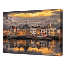 에코솔 셀프페인팅 30색 풍경화 DIY 명화 그리기 40 x 50 cm, 코펜하겐 뉘하운 운하 풍경