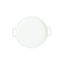 푸코 그릴 원형 핸들 플레이트 접시, 화이트