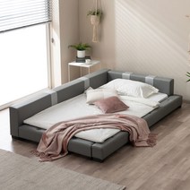 젠티스 사각스퀘어 저상형 패밀리침대 + 자가드 PK 매트리스 세트 방문설치, 그레이