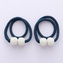 루비코코 진주 장식 자석 커튼 타이백, 네이비, 6개