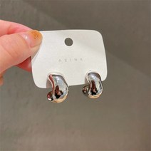 해피제이 여성용 빈티지 캐쥬얼 힙한 굵은 실버 귀걸이