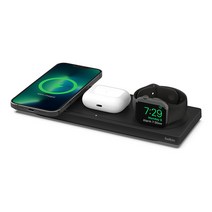 벨킨 부스트업 프로 맥세이프 3in1 15W 고속 무선 충전 패드 WIZ016, 1개, 블랙