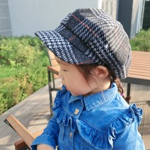 후니네 아동용 체크팔각 헌팅캡 베레모