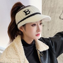 BK 여성용 겨울 골프챙모자 썬캡, 화이트