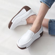 단골언니 여성용 스머프 가죽 키높이 통굽 슬립온