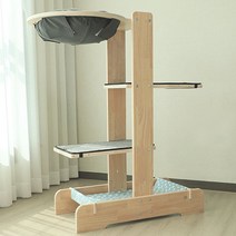 캣츠빌 고무나무 UV코팅 원목 아쭈 캣타워 H A타입, 그레이(천해먹 상단), 스카이블루(하단), 그레이(카페트), 1개
