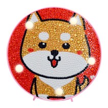 큐빅 보석십자수 LED 액자세트, 강아지LED, 1세트