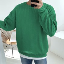 맨타임 GRM 무지 라운드 오버핏 골지 니트 맨투맨