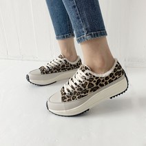 프리센스 여성용 키높이 퍼 스니커즈 4cm