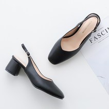 멜팅나인 스퀘어 앞코 브이라인 슬링백힐 5cm CL5504
