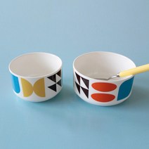 오체어스 빈티지 일러스트 디저트 볼 공기 + 대접 세트, Geometry