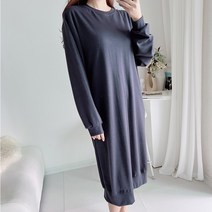 이지스튜디오 여성용 빅사이즈 코튼 오버핏 트임 맨투맨 롱원피스