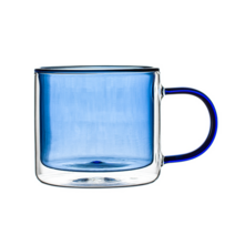 착한살림 홈카페 이중 유리 머그잔 250ml, 블루, 1개