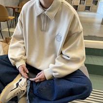어리플 남성용 루즈핏 카라 맨투맨 티셔츠