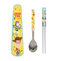 릴팡 토이스토리 진공 주니어 스텐수저 슬림케이스 세트, 혼합색상, 숟가락 + 젓가락 + 케이스