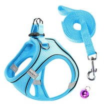 딩동펫 반려동물 올메쉬 통풍하네스 세트, 블루, 1세트