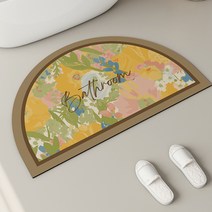 위더홈 모던 컨셉 플라워 하프문 발매트, 옐로우