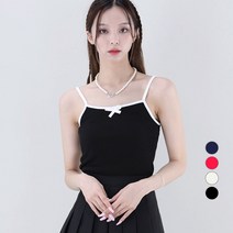 어썸어라운드 여성용 리본 컬러 골지 나시