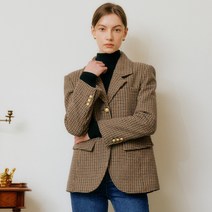 LOOKAST 여성용 CHECK SERENA WOOL LINE JACKET