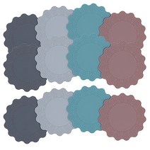 실리콘 레이스 꽃 컵받침 4종 x 3p 세트, 그레이, 진그레이, 다크핑크, 다크그린