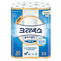 크리넥스 유한킴벌리 비데 3겹 울트라클린 화이트 화장지 30m, 30롤, 1팩