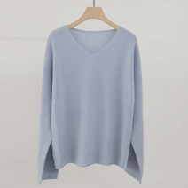 제니트 여성용 루즈핏 브이넥 긴팔 니트 옆트임 리구브이민자 n1716