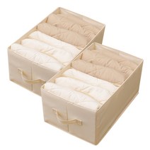 하늬통상 옥스포드 칸막이 의류 대형 6칸 정리함, 베이지, 2개