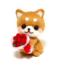 아트조이 DIY 양모펠트 키트, 1세트, 장미다발 강아지
