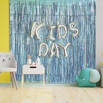 파티해 KIDS DAY 은박풍선 커튼 세트, 실버, 1세트