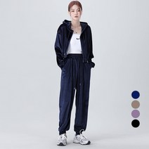 어썸어라운드 여성용 벨벳 트레이닝 후드 집업 조거 세트