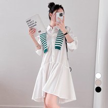 밀키버터 여성용 프릴 셔츠 미니 원피스
