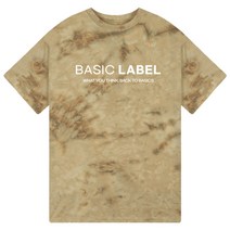 베이직라벨 남성용 기본로고베이직 물나염 반팔 티셔츠 BED_6016