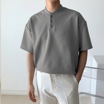 단군 남성용 로이 헨리넥 링클 반팔 티셔츠
