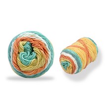 미소털실 레인보우 케이크 뜨개실 볼 100g x 2p, 37 오렌지그린믹스, 193m