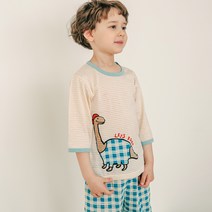 따솜앤모이앤듀 아동용 그린체크공룡 쟈가드 7부 실내복상하 세트