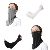 몬스터 아이스 마스크 2종 + 토시 2종 세트, 다크그레이, 블랙